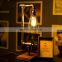Vintage Antique Industrial Style Table Light Wood Base Tube Iron Desk Table Lamp