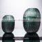 Nordic Cylindrical Corrugated Ripple Green Glass Flower Vase For Home Decor Decoration