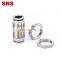 SNS JPM Series push to connect air hose tube quick connector union straight nickel-plated brass pneumatic bulkhead fitting
