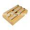 Bamboo Cling Wrap Dispenser with Cutter, 3 Slots Storage Organizer for Aluminum Foil & Cling Film & Parchment Paper