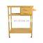 Organic Home Kitchen Furniture Bamboo Rolling Kitchen Trolley Serving Cart With Towel Rack And Wheels