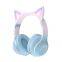 Cute Cat Ear Headphone Foldable Wireless Game Headphone Colorful RGB Light Gaming Headset