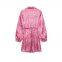 Spring New Women's Fashion European and American Style Loose Flower Printed Short Dress