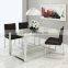 Foshan Factory Supply Natural White Marble Top Stainless Steel Dining Table