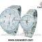 Fancy silver-toned round watch, quartz movement water resistant couple watch, stainless steel back couple watch
