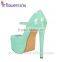 Pearl Turquoise patent leather Custom design fancy ladies shoes extreme high heels