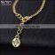 alloy IP gold fashion necklace with engraving charm tag jewelry