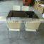 stainless steel hotel dining rattan chair and table, high quality stainless steel furniture