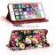 Unique design wallet leather case floral leather case for iphone