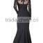 ABI-07 Sexy Long Sleeves Sequins Beaded Sheer Zipper Back V-neck Long Mother of the Bride Dress Custom made