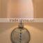 wholesale brass round base home decor crystal table lamp with transparent k9 crystal lampstand and white barrel shade