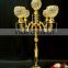 Tall floor candelabra for wedding/gold crystal bead candelabra for weedings