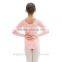 2015 new drew-string neck long sleeve cotton girls leotard