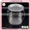 New clear round box with metal lid and handle