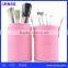 Wholesale make pink leather makeup brush holder and cosmetic brush holder