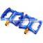 2Pcs Kactus KTPD - 09 Bike MTB Flat Pedals Gold-plating Titanium Spindle CNC 3 Bearings Footrest Ultralight Non-slip Bike Pedals