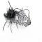 Black Metal Filigree Masquerade Mask Feathered Flower