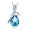 bule crystal necklace/ Austrian Rhinestone Drop Pendant Necklace