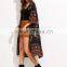 Women Custom Digital Print Flower Print Three Quarter Length Sleeve Kimono Loose Beachwear