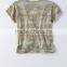 MGOO Wholesale Slim Fit Raw Cut Hems Camo T Shirts Full Digital Print Cutout T Shirt For Women