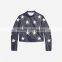Fashion contrasting coloured stars cropped leather jackets for women