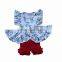 2017 bonnybilly turkey new style children clothes wholesale children clothing usa princess pattern + red icing shorts