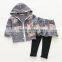 Spring casual style full flower printing cotton girls clothing sets