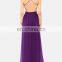 CHEFON Backless purple chiffon maxi dresses long open back CLD0036