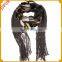 2015 new style knit scarf with rex rabbit fur trim
