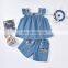 A0172# Комплект одежды для девочек летний, 2 штуки. Верхняя одежда с вышивкой цветов + шорты, 2-компонентный костюм. Одежда для маленьких девочек