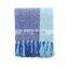 Fashion Soft Ombre Blue 100%Polyester 50''x60'' Throw Blanket With Tassels
