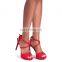 Red Color High Stiletto Heeled Women Platform With Crossover Front Strap Ladies Ankle Strap Shoes Available in Other Colors