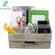 Eco Friendly Rectangular Vintage Rustic Torched Organizer Wooden Office Desk Organizer