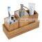 Bamboo Bathroom Accessories Set with Soap Dispenser, Cup, Toothbrush Holder and Tray