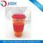 16oz customed color double wall straw mug with silicone sleeve