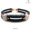 Popular Black stingray Leather bracelet with gold plating over sterling silver inlaid zircon stone