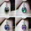 Punk Antique Skull head big Ruby / Sapphire / Emerald/Friar Crystal earrings