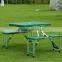 Green plastic folding picnic table--outdoor camping furniture