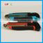 High Quality Thick ABS TPR handle Auto Lock Retractable 18mm carbon steel Blade Box Cutter Knives