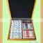 Double 6 domino and pokers pack in wooden box