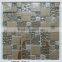Stainless Steel Metal Frame Mix Frosted Glass Tiles Water Jet Cut Mosaic