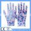China13 Gauge Polyester Printing PU Self Defense Garden Safety Gloves / Hand Wear Gloves