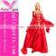 Red Lace Up Dress Evening Gown With Long Sleeve for ladies