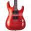 Red electric guitar with big bridge hollow body