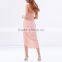 Latest Design Chic Sleeveless Bow Tie Wrap Asymmetrical Lady Pink Cocktail Drss