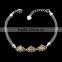 Wholesale raw brass white gold plated bracelet inlaid light brown cubic zirconia
