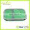 BPA Free 2-compartment 600ML+300ML Silicone Lunch Box Food Container with Lid Folk Spoon,Leak Proof Collapsible Lunch Box