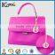 H letter hollow round custom handbag metal logo tag with chain and hook