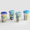 single-wall ceramic tracel mug with slilicone cover and band,ceramic single-wall mug,porcelain travel mug with silicone lid