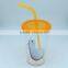 Transparent Plastic Mug with lid and straw